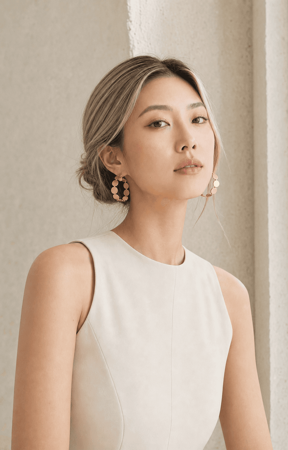 Orbit Hoops worn with hair up and nothing else above the shoulders