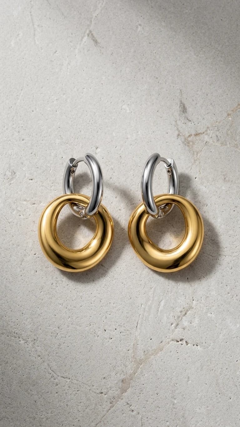 Axis Hoops arranged on pale stone